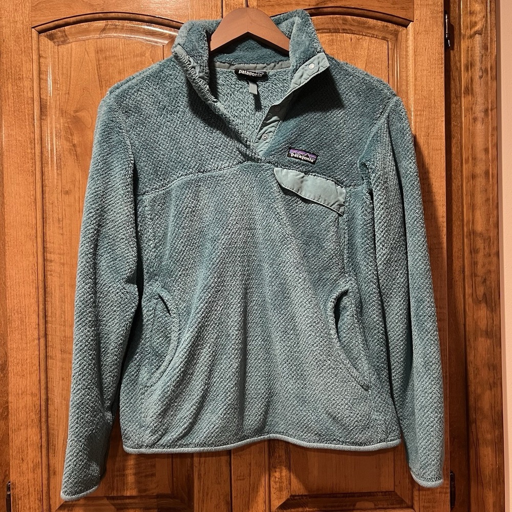 Patagonia Re-Tool Snap-T Pullover Sweater‎ Light Blue Womens Medium Jacket
